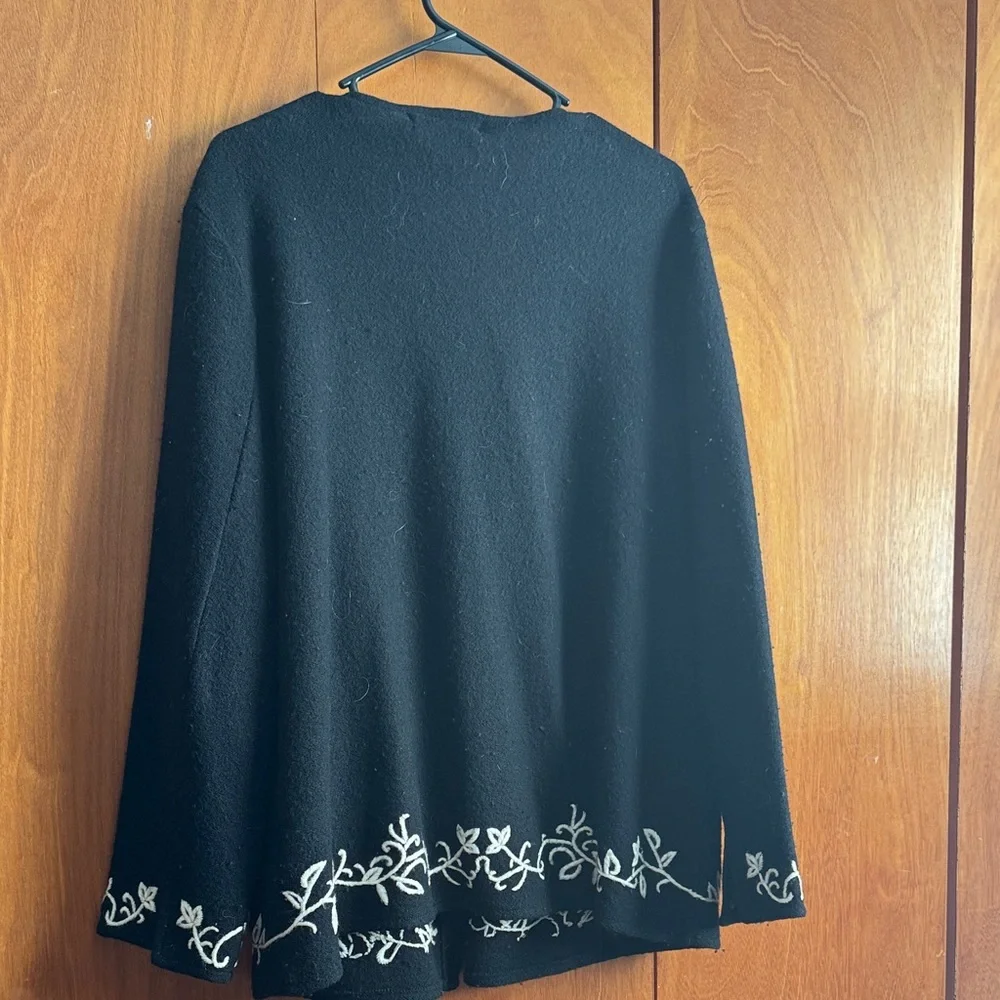 Black Cardigan with White Embroidery - Picture 3 of 3